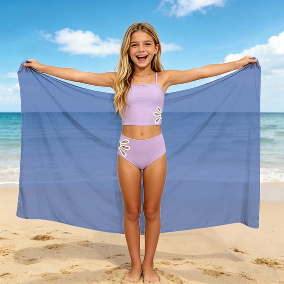Girls Chiffon Beach Sarong Wrap – Sheer Lightweight Swimsuit Cover Up, Blue, One Size Fits Most,Size Free Size