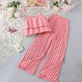 thumbnail image 1 of Girls Chiffon Sets 2 Piece Outfits Size 6-13 Teens Kids Trendy Sleeveless Spaghetti Strap Cami Tops and Pants Solid Vacation Travel Set, 1 of 3