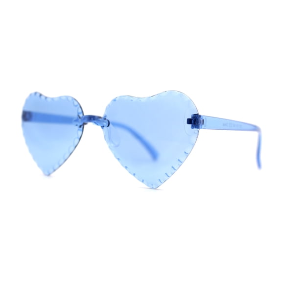 Girls Child Size Beveled Lens Heart Rimless Sunglasses Blue