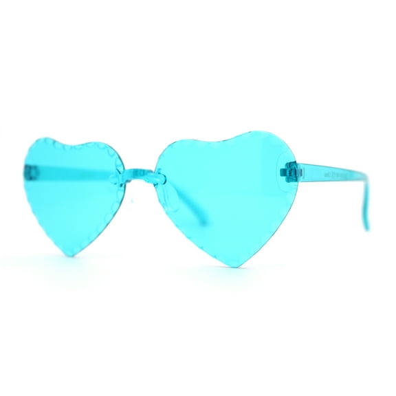 Girls Child Size Beveled Lens Heart Rimless Sunglasses Green