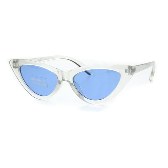 Girls Child Size Clear Frame Hippie Color Lens Cat Eye Retro Sunglasses Blue