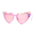 thumbnail image 1 of Girls Child Size Flower Girl Beads Cat Eye Heart Shape Plastic Sunglasses All Pink, 1 of 4