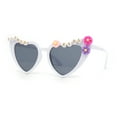 thumbnail image 1 of Girls Child Size Flower Girl Beads Cat Eye Heart Shape Plastic Sunglasses White - Black, 1 of 4