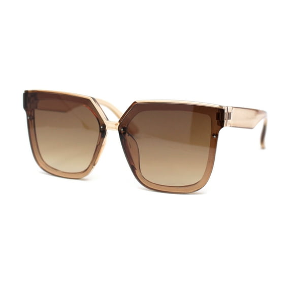 Girls Child Size Half Rim Rimless Horn Rim Designer Style Sunglasses Beige - Brown