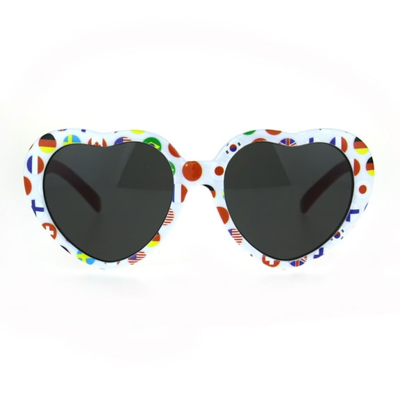 Girls Child Size Heart Shape Cute Plastic Fashion Sunglasses Flag Red
