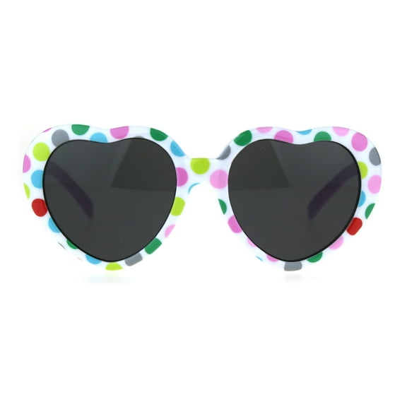 Girls Child Size Heart Shape Cute Plastic Fashion Sunglasses Polka Dot Purple