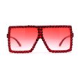 thumbnail image 1 of Girls Child Size Large Rhinestone Studded Flat Top Square Mob Sunglasses All Red, 1 of 4