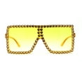 thumbnail image 1 of Girls Child Size Large Rhinestone Studded Flat Top Square Mob Sunglasses All Yellow, 1 of 4