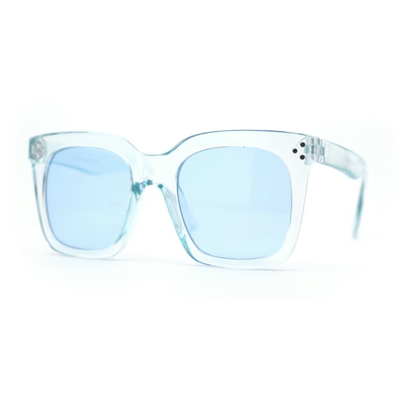 Girls Child Size Pop Color Thick Horn Rim Sunglasses Blue