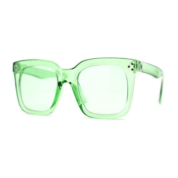 Girls Child Size Pop Color Thick Horn Rim Sunglasses Green