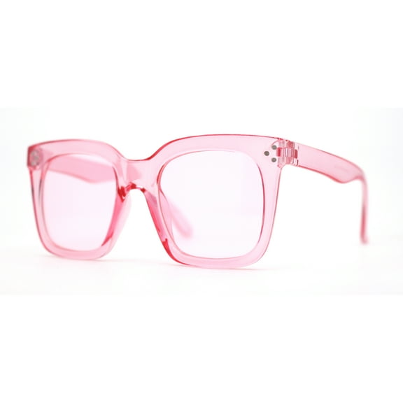 Girls Child Size Pop Color Thick Horn Rim Sunglasses Pink