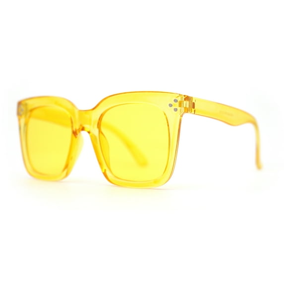 Girls Child Size Pop Color Thick Horn Rim Sunglasses Yellow