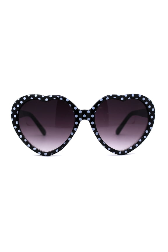 Girls Child Size Retro Polka Dot Valentine Love Plastic Sunglasses Black