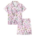 thumbnail image 1 of Girls Children Easter Pajama 6 Cartoon Rabbit Lapel Short Sleeve Cute Buttons 2 Piece Summer Pajama Outfits Pink,3-4 Years, 1 of 4
