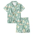 thumbnail image 1 of Girls Children Easter Pajama Size 6 Bunny Carrot Shorts Home Pajamas Set Trendy Buttons 2 Piece Pjs for Girls Kids Green,6-7Y, 1 of 5