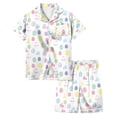 thumbnail image 1 of Girls Children Easter Pajamas Egg Painted Lapel Short Sleeve Funny Buttons 2 Piece Pjs Clothes Set White,12-13 Years, 1 of 5