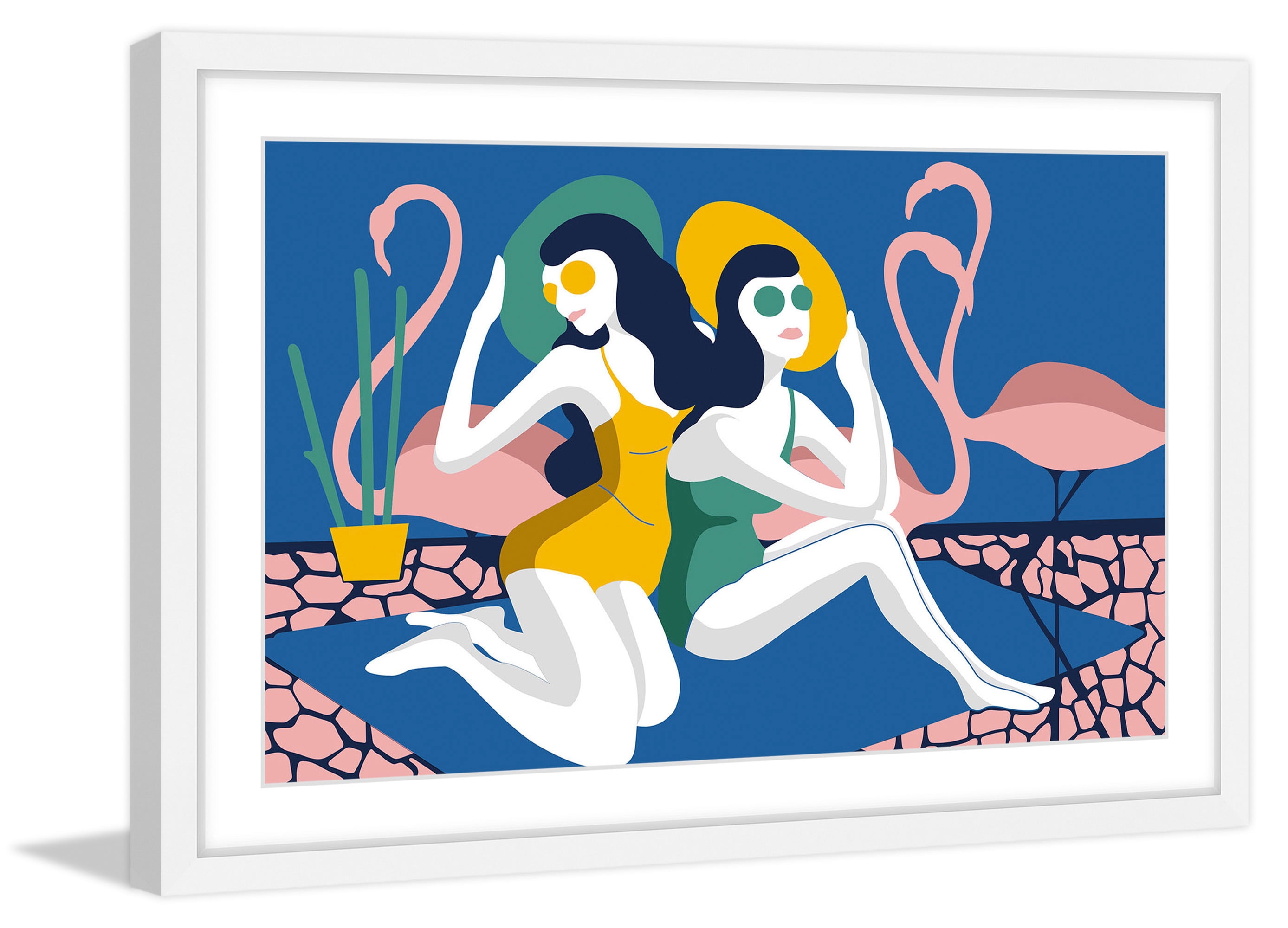 Girls Chilling Out Framed Painting Print