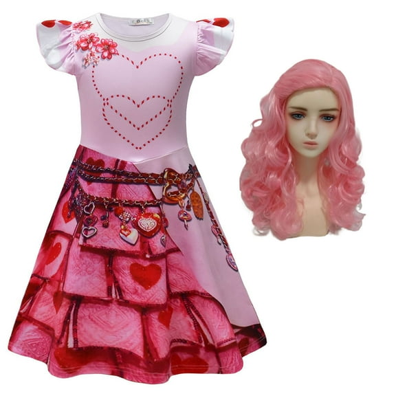 Girls Chloe Red Bridget Costume with Wig, Halloween Cosplay Dress Up, Size 3-9Y