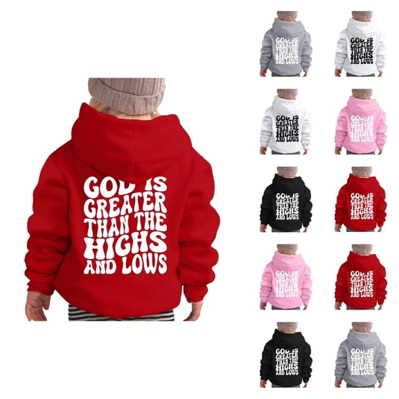 Girls Christian Hoodies Cute Long Sleeve Bible Verse Graphic Hooded Sweatshirt with Pockets Kids Pullover Tops