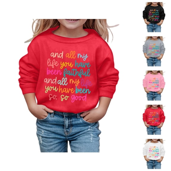 Girls Christian Sweatshirts 2025 Long Sleeve Crewneck Bible Verse Graphic Sweatshirt Kids Pullover Tops