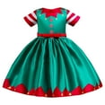 thumbnail image 1 of Girls Christmas Costume Holiday Dress Santa Claus Elf Printed Xmas Eve Party Outfits, 1 of 6