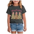 thumbnail image 1 of Girls Christmas Cute Bow Flower Printed Short Sleeve T Shirt Casual Fashion Simple Daily Wear Tops [CHSJU], 1 of 6