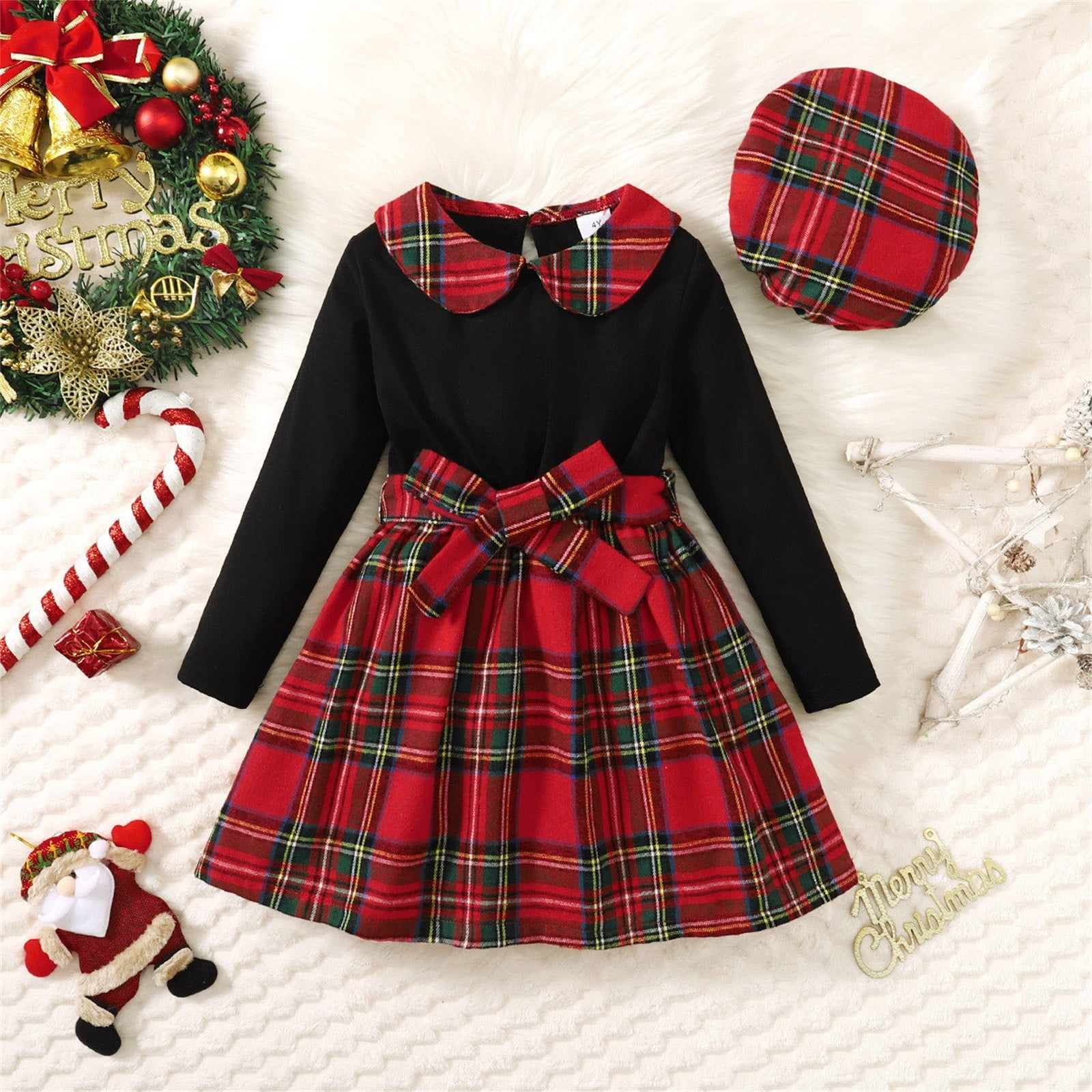 Girls Christmas Dress Buffalo Plaid Tulle Dress Toddler Birthday Dress for  Little Girls 5-6 Years