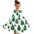 thumbnail image 1 of Girls Christmas Dress Christmas Tree Printed Long Sleeve Dress Swing Tea-Party Xmas Dresses Casual A-Line Fall Dresses, Green, 4 Years, 1 of 3