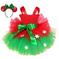 thumbnail image 1 of Girls' Christmas Dress Red Elf Ballet Skirt Role-Playing Dress Ribbon, 1 of 6