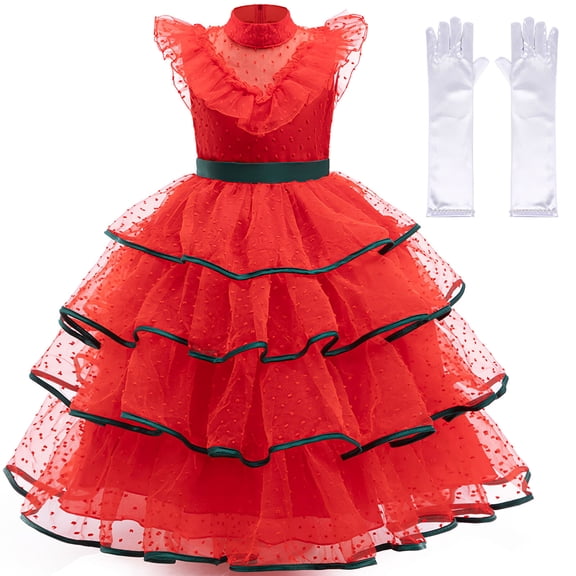 Girls Christmas Dress Tulle Ball Gown Pageant Red Wedding Birthday Outfits