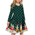 thumbnail image 1 of Girls Christmas Dresses Long Sleeve Holiday Dress for Girl Snowflake A Line Dance Twirly Outfits School Party, Jasper, 5 Years, 1 of 7