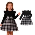 thumbnail image 1 of Girls Christmas Dresses Long Sleeve Plaid Dress Girl Tutu Dress with Bow Girl Dresses Size 7-8 Years, 1 of 9