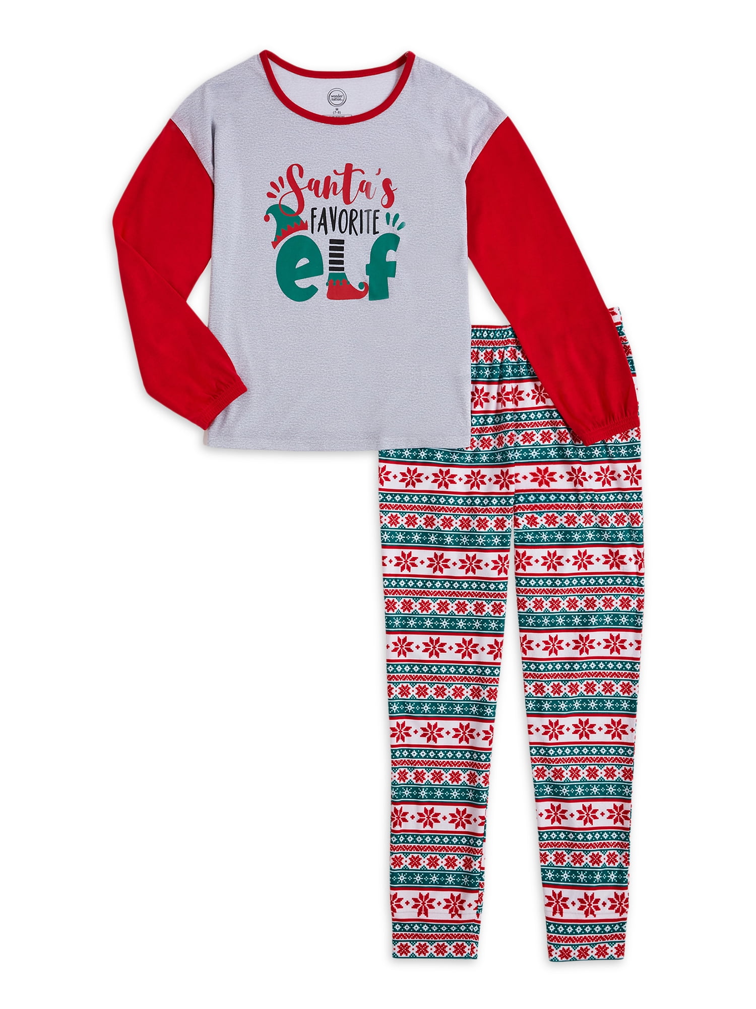 Girls Christmas & Holiday Long Sleeve Top and Jogger 2 Piece Pajama Set