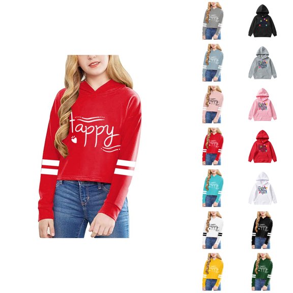 Girls Christmas Hoodies 2025 Long Sleeve Holiday Cute Graphic Hooded Sweatshirt with Pockets Kids Pullover Tops