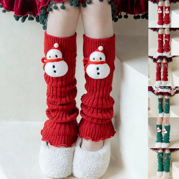 Girls Christmas Knit Leg Warmers Winter Holiday Leg Sleeves Stocking Stuffers Festival Xmas Leg Warmers For Children Toddler