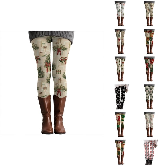 Girls Christmas Leggings Festive Print Elastic Waist Comfortable Stretch Tights Pants Workout Yoga Pants 4-14 Years