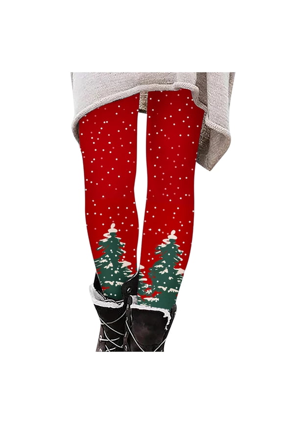 Girls' Christmas Leggings Snowflake Christmas Tree Printed Casual Pants Festive Kids' Girl Soft Yoga Dance Leggings