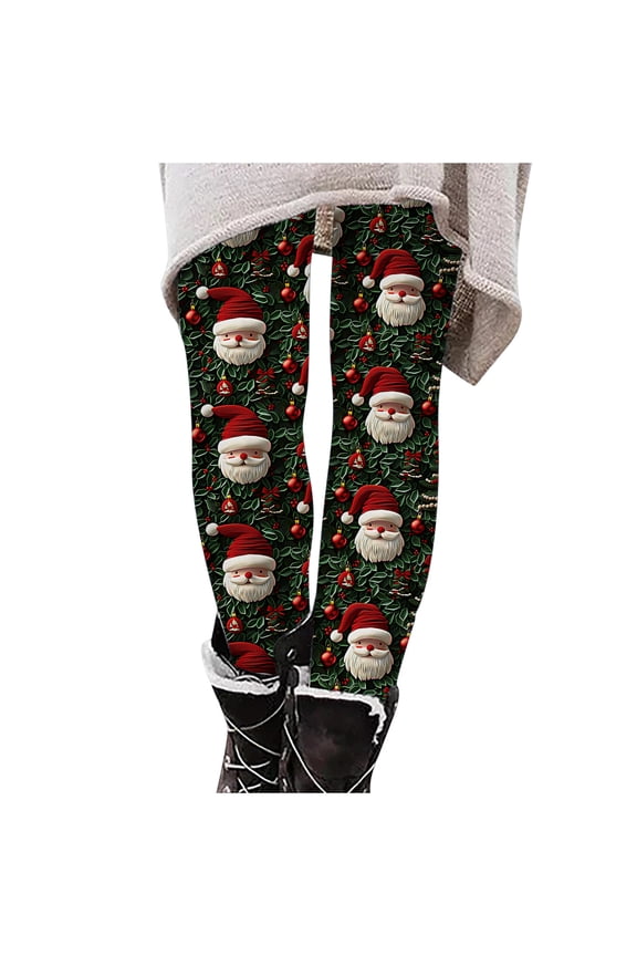 Girls' Christmas Leggings Snowflake Santa Claus Printed Casual Pants Festive Kids' Soft Slim Fit Leggings