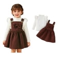 thumbnail image 1 of Girls Christmas Outfits Long Sleeve Ribbed Top Toddler Overall Dress 2 Piece Set Girls Christmas Dress 3-4 Years, 1 of 9