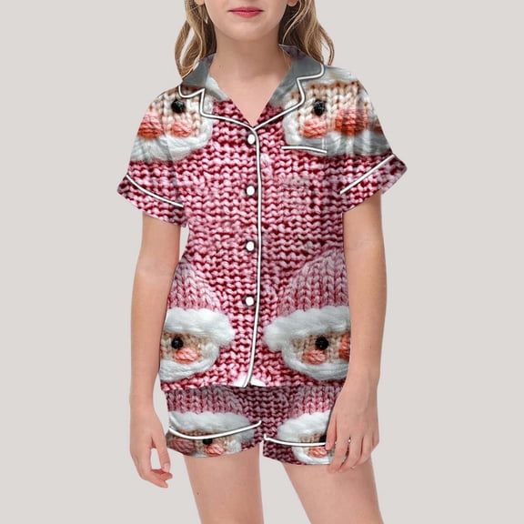 Girls Christmas Pajamas Pajama Shirt Pant Matching Sleepwear Set with Pockets Christmas Christmas Pjs for Girls Red