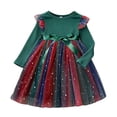thumbnail image 1 of Girls Christmas Party Dresses with Glitter Star Print Long Sleeve Crew Neck Cute A-Line Tulle Dress for Holiday, 1 of 9