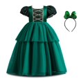 thumbnail image 1 of Girls Christmas Princess Dress, Sequin Puff Sleeve Tulle Ball Gown with Bow Headband, 1 of 1