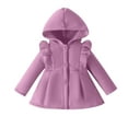 thumbnail image 1 of Girls' Christmas Ruffled Hooded Jacket Flutter Sleeve Fall Winter Dress Coat Long Sleeve Trendy Coat for Daily Play & Casual Gatherings, 1 of 8