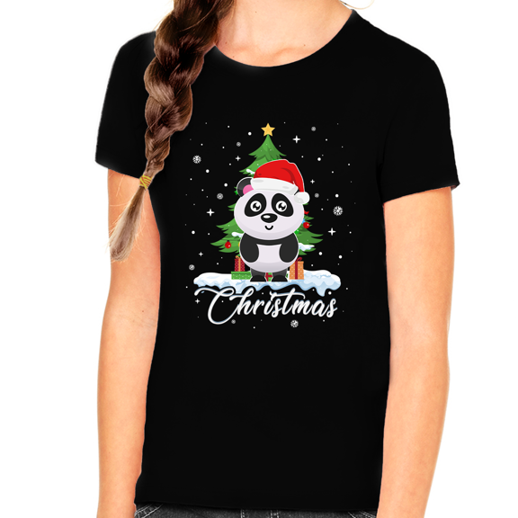 Girls Christmas Shirt Cute Panda Christmas Outfits for Girls Cute Christmas Shirts for Kids