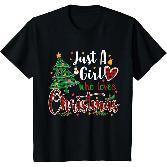 Girls Christmas Short Sleeve T-Shirt | Cute Holiday Graphic Tee