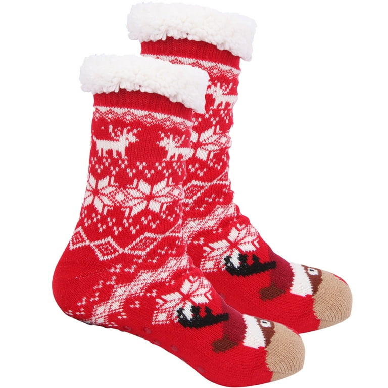 Girls Christmas Slipper Socks Non-Slip Fuzzy Winter Socks for Women - Style  3