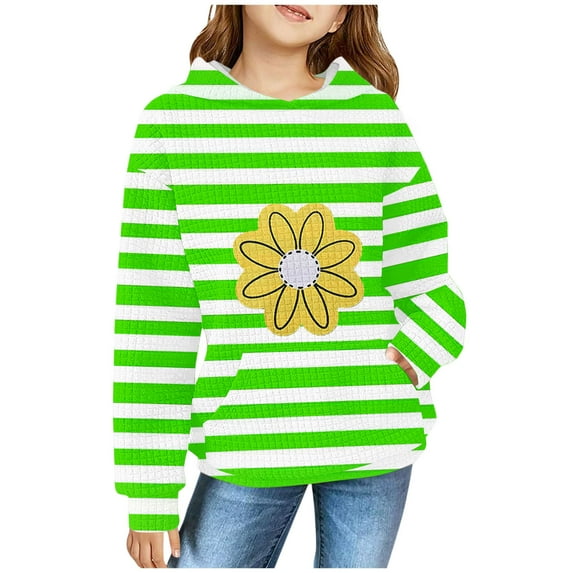 Girls Christmas Sweatshirt Crewneck Oversized Pullover Cotton Clothes Printed Long Sleeves Tops Casual Fleece Sweater with Pocket Fall Winter Warm Sweatshirts Kids Hoodies