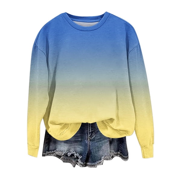 Girls Christmas Sweatshirt Cute Gradient Printed Long Sleeves Sweatshirts Casual Crew Neck Fall Winter Pullover Tops Clothes Casual Comfy Fleece Jumper School Warm Girl Coat