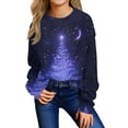 thumbnail image 1 of Girls Christmas Tree Graphic Sweatshirt Long Sleeve Pullover Casual Holiday Lightweight Crewneck Top, 1 of 5