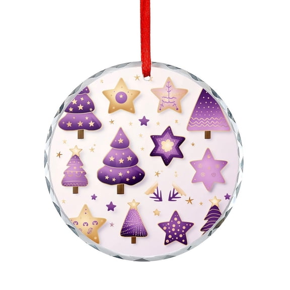 Girls Christmas Trees Purple, Pink, Gold Stars Christmas Ornament Christmas Holiday Christmas Ornaments Crystal Hanging Unique Home Decor